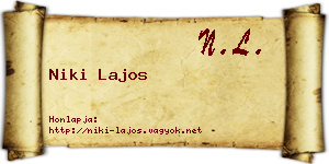 Niki Lajos névjegykártya